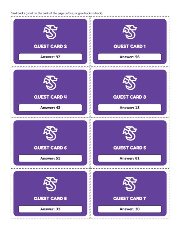Question cards · fronts and backs for duplex