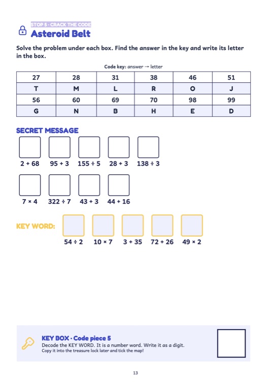 Math cipher · solve to decode the message
